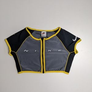 Nike Black & Gray Crop Top with Yellow Trim